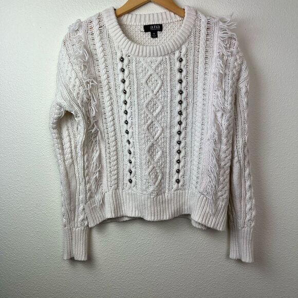 Ana Ivory Boho Studded Fringe Cable
Knit Sweater XS - Picture 6 of 8